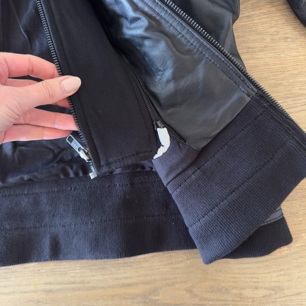 Quince 100% Soft Sheep Leather Moto Biker Jacket w/ Removable Hood-Black-Sz L - Picture 13 of 16